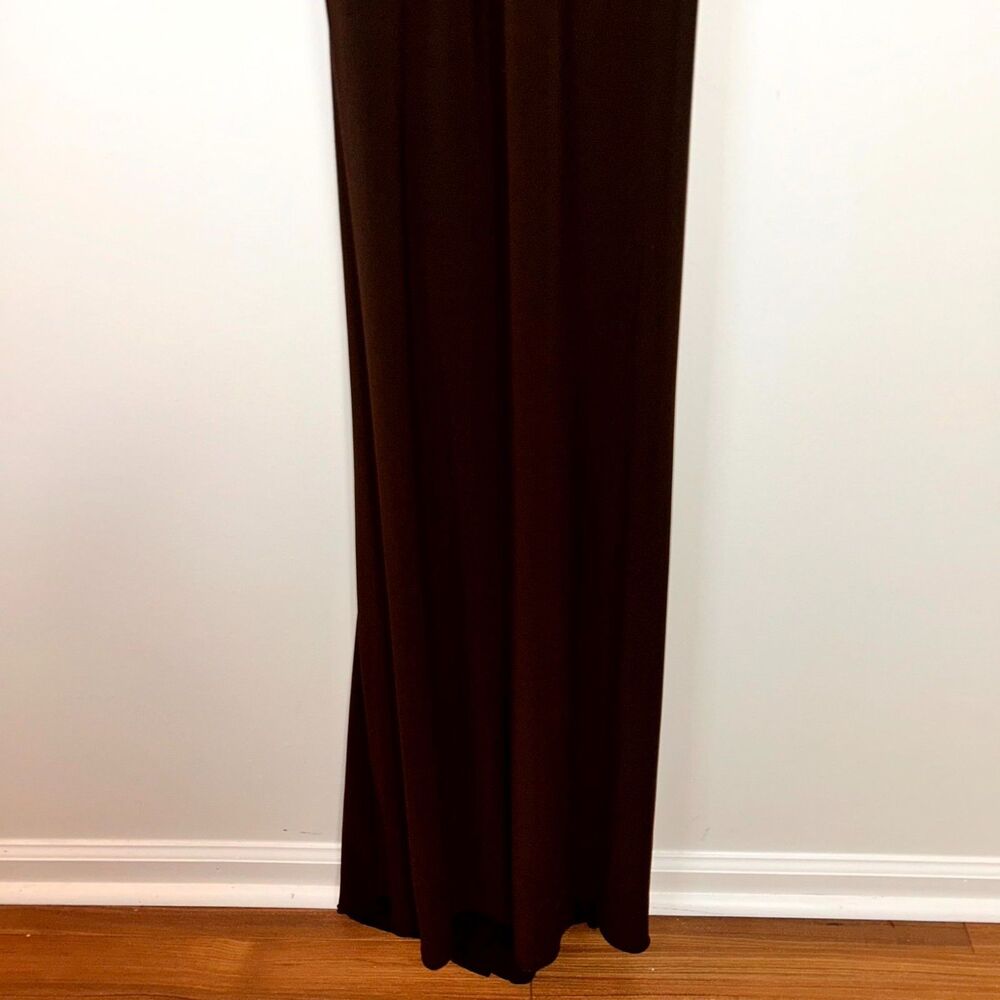 Xscape Maxi Dress Womens 10 Maroon Embellished Ruched Back Deep V-Neck Cocktail - Picture 5 of 11